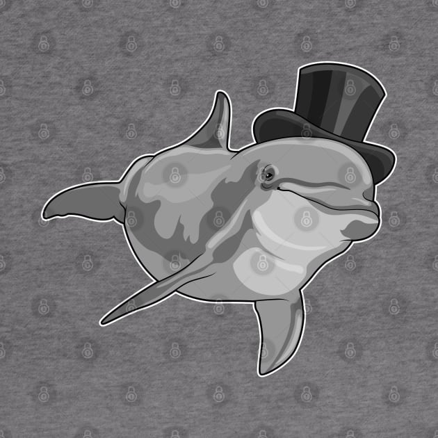 Dolphin as Gentleman with Top hat by Markus Schnabel